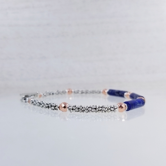Blue Jasper Beaded Gemstone Toggle Bracelet - Picture 7 of 10